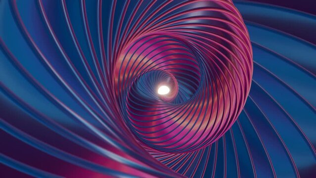 Beautiful abstract colorful swirl background with shiny, dynamic starburst rings, in a 3D rendered loop video for design.