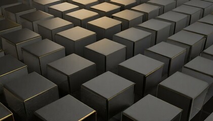 Black Cubes Abstract: 3D Geometric Illustration for Modern Aesthetics"
