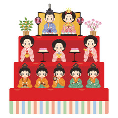 雛祭り　雛人形の三段飾りセット