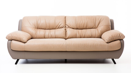 Fototapeta premium beige sofa isolated on white background