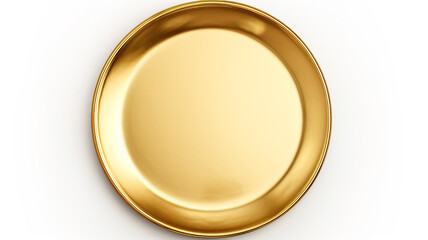 blank gold plate isolated on white background