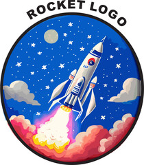 rocket in space vector logo