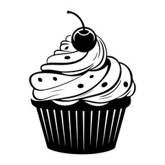 cupcake icon illustration, cupcake silhouette logo svg vector