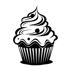 cupcake icon illustration, cupcake silhouette logo svg vector