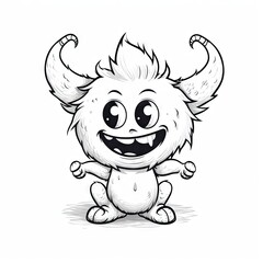 Obraz premium Sketch of cute scribble monster or doodle fantasy alien. Hand drawn sketched character