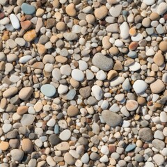 Naklejka premium Heap of Sand, Gravel, Pebbles and Concrete Mix for Construction Closeup, Sandy Ground with Small Stones