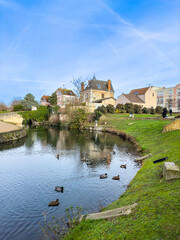 Fototapeta na wymiar Street view of old village Brie-Comte-Robert in France