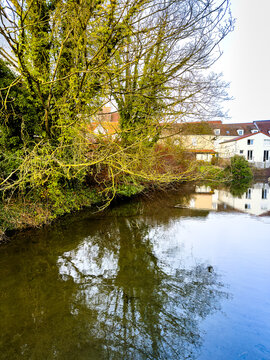 Street view of old village Brie-Comte-Robert  in France