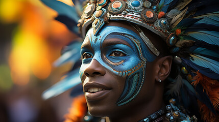 male dancer in Costume for Festival, Mardi Gras, Carnival, Halloween or more.