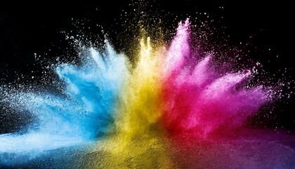 Freeze Motion Explosion: Abstract Multicolored Powder Splatter Background"