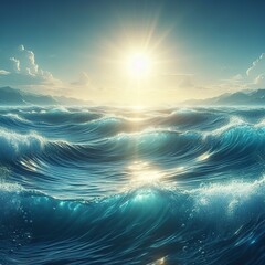 Water surface Wave of the sea Crystal clear water 3D illustration