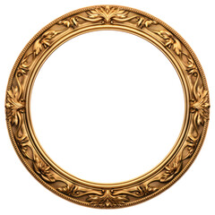 Round frame, victorian age gold on transparency background PNG
