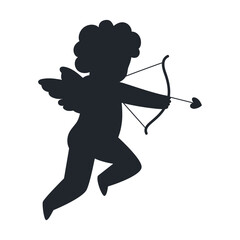 Fototapeta premium Cupid silhouette. Vector flat illustration.