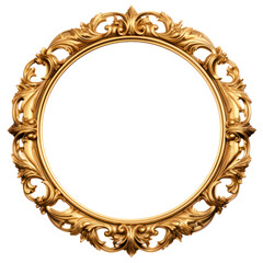 Round frame, victorian age gold on transparency background PNG