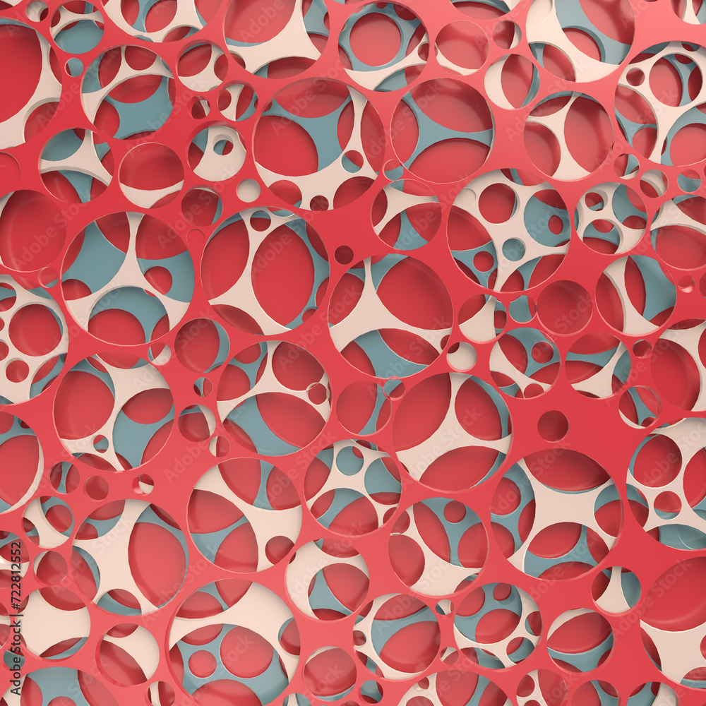 Poster Abstract art background consisting of many holes of different sizes. 3d rendering digital illustration