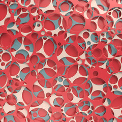 Abstract art background consisting of many holes of different sizes. 3d rendering digital illustration