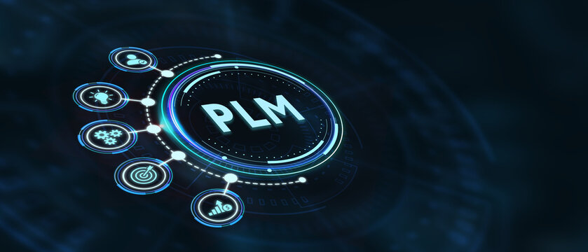 PLM Product lifecycle management system technology concept. Technology, Internet and network concept. 3d illustration