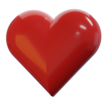 red love heart 3d illustration