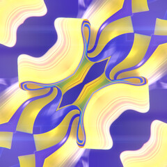 Psychedelic symmetrical pattern with trendy colored wave gradient. 3d rendering digital illustration