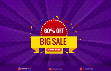 big sale discount template banner with copy space for product sale with abstract gradient blue background design