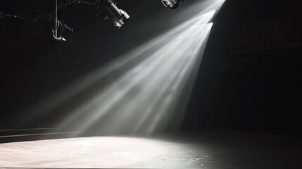Dramatic Stage Spotlight on Empty Theater Stage