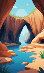 Cartoon-style interior of a cave landscape by ai generated