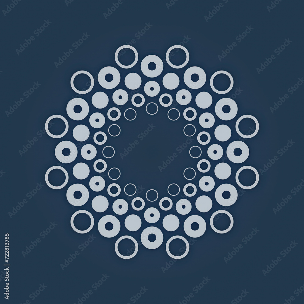 Leinwandbilder blue background with a pattern of many small white circles. 3d rendering digital illustration