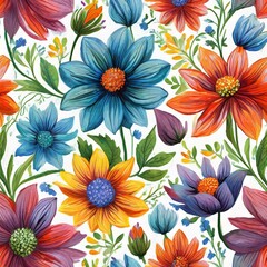 Fototapeta na wymiar seamless wallpaper with flowers