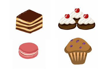 Set of dessert pieces, Vector ilustration