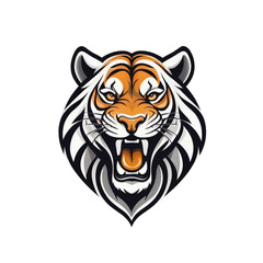 Growling tiger icon logo isolated