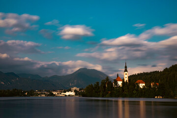 Famous alpine Bled lake (Blejsko jezero) in Slovenia