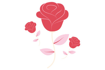 Rose Flower Hand Drawn Valentine Day Sticker