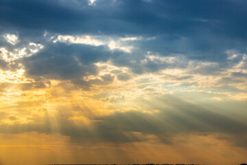 Dramatic sunset and sunrise sky