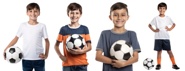 Set of happy young football players, cut out