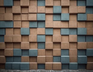 Wall of painted concrete blocks. Background.