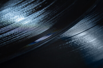 musical abstract background with macro photography of vinyl records - obrazy, fototapety, plakaty