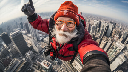 Sky diving jumping from the plane in the blue skies