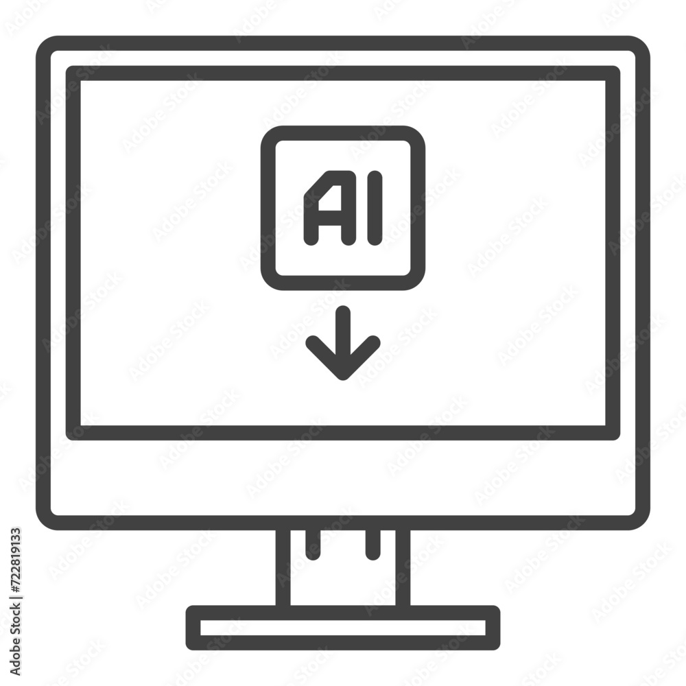 Poster artificial intelligence computer or pc vector ai technology icon or sign in thin line style