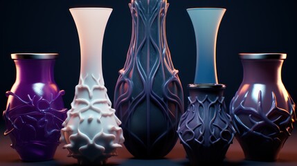 Some different vases with the blue and purple UHD wallpaper