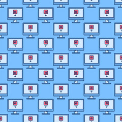 Artificial Intelligence on Computer Display vector AI technology colored seamless pattern