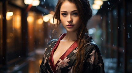 Woman Unidentified female dresses Kimono for her wedding ceremony