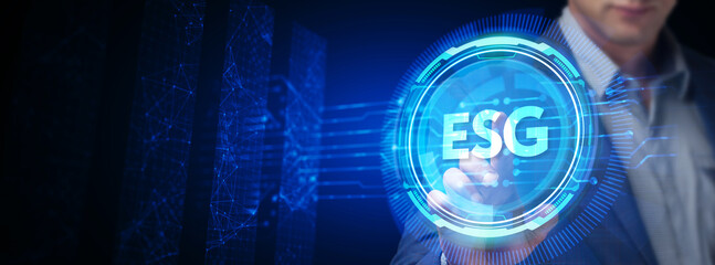 ESG Environmental Social Governance concept. Technology, Internet and network concept.