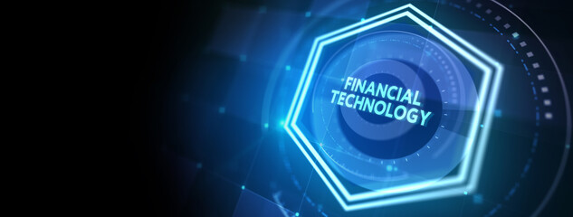 Fototapeta premium Fintech -financial technology concept. 3d illustration