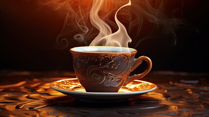 Enticing, aromatic coffee, captivating steam, comforting, flavorful, enticing aroma, hot beverage. Generated by AI.