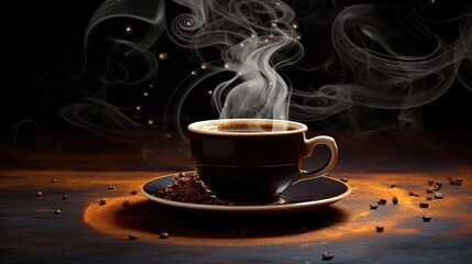 Inviting steam, aromatic coffee, comforting, flavorful, indulgence, inviting aroma, hot beverage. Generated by AI. - obrazy, fototapety, plakaty