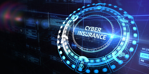 Obraz premium Cyber security data protection business technology privacy concept. Cyber insurance. 3d illustration