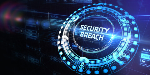 Obraz premium Security breach. Cyber security virus attack and breach. 3d illustration