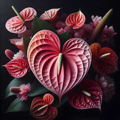 red anthuriums