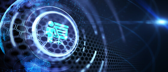 Business, Technology, Internet and network concept. E-learning education. Internet technology webinar online courses concept.Illustration