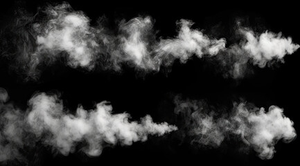 white smoke isolated on black background - obrazy, fototapety, plakaty
